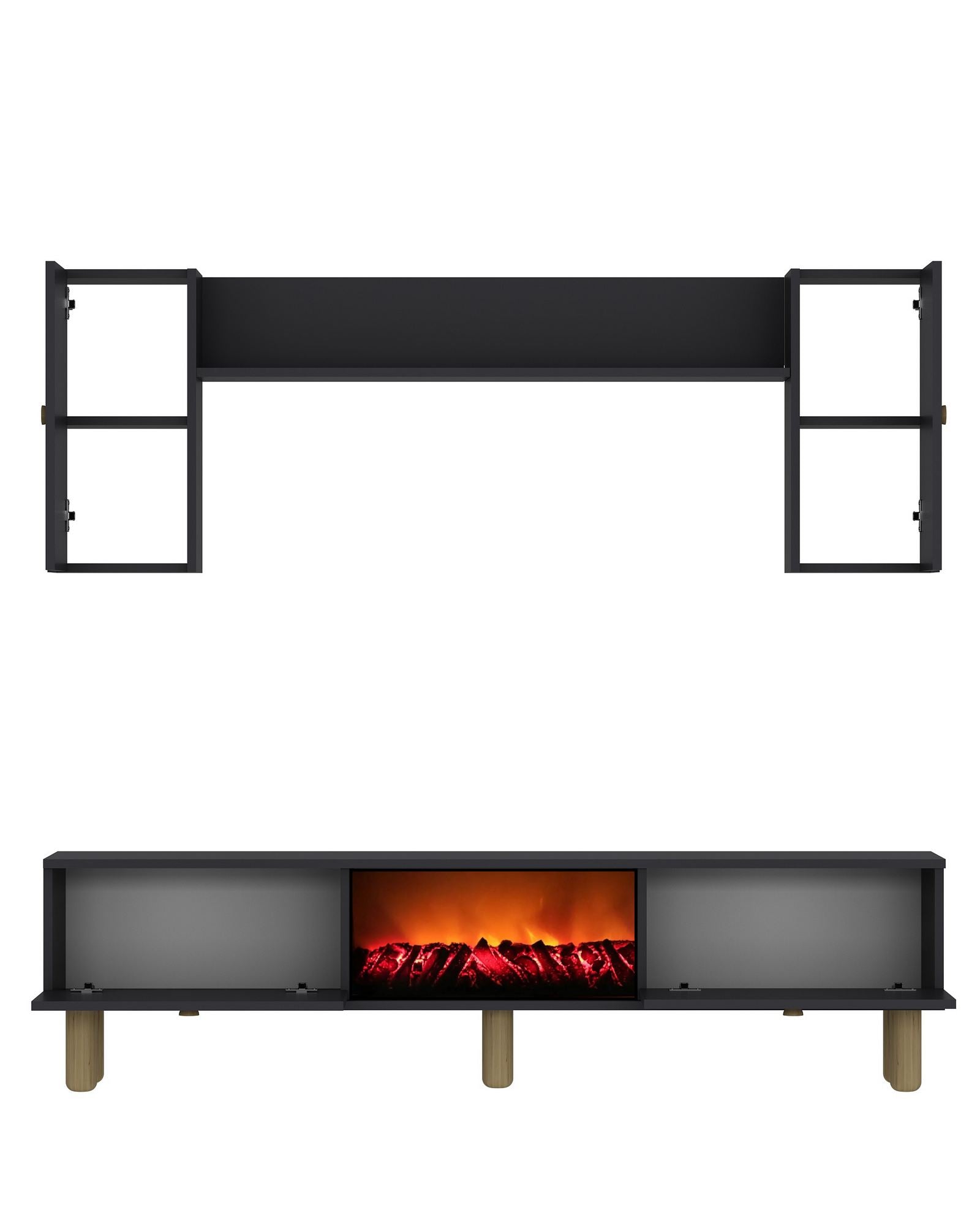 Estante para TV – 150 cm x 44,6 cm x 29,6 cm – Antracite – MDF 100% revestido de melamina