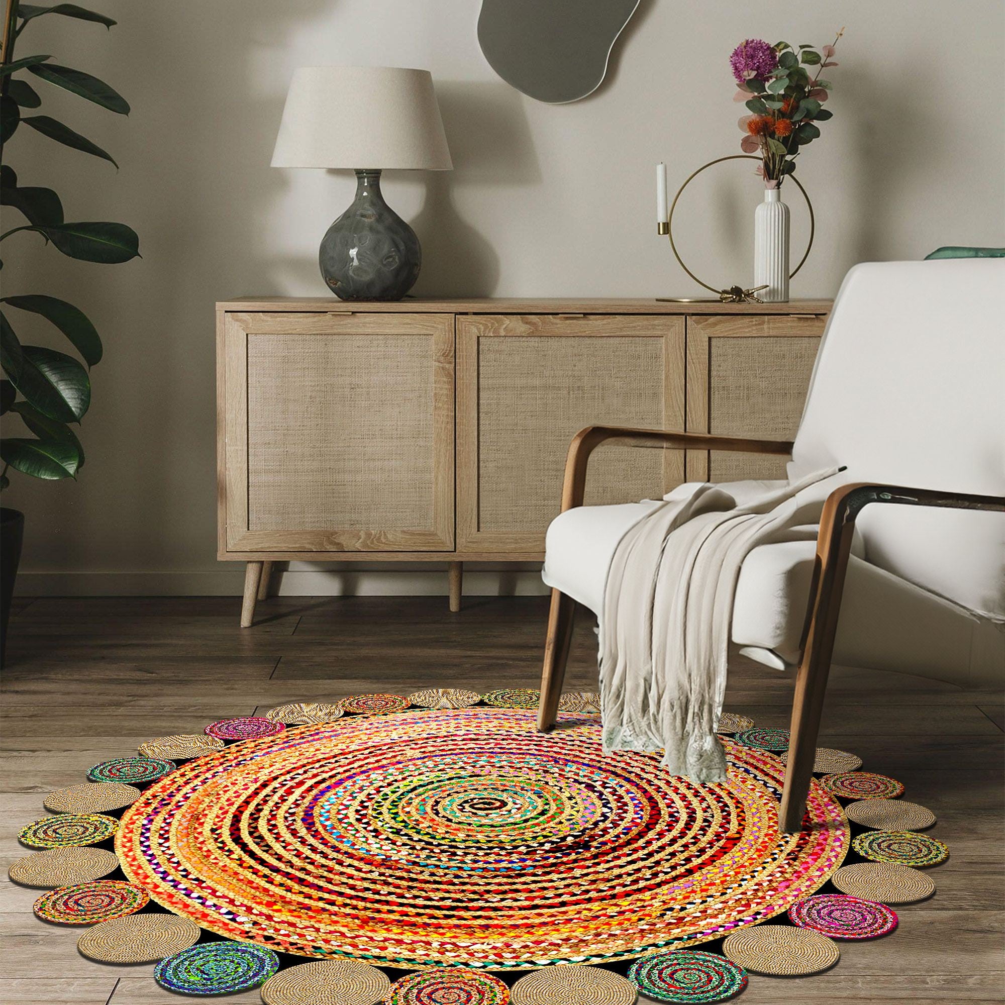 Tapete redondo estiloso – 60 cm – 100% poliéster