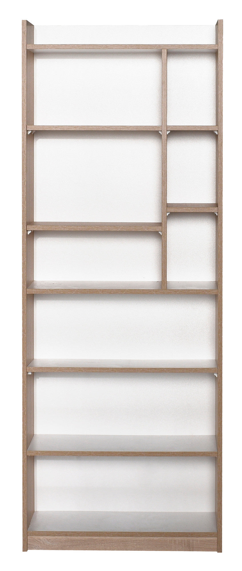 Estante de livros – 63 cm x 176 cm x 26 cm – Sonomo e Branco – Painéis de partículas revestidos a melamina