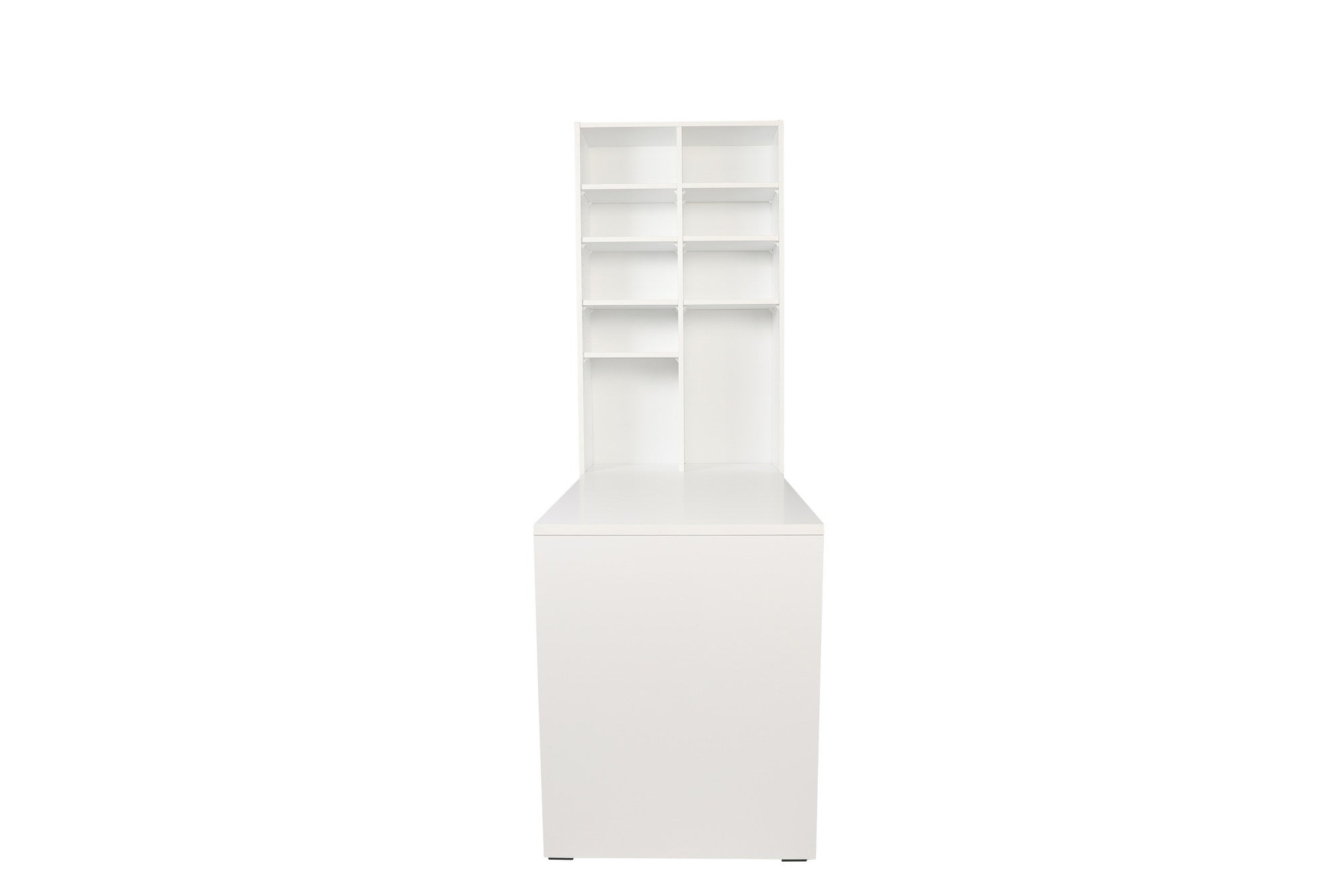Secretária de Estudo com Estante Integrada - Cor Latte e Branco, 121cm de Largura com Múltiplas Prateleiras para Fixação na Parede