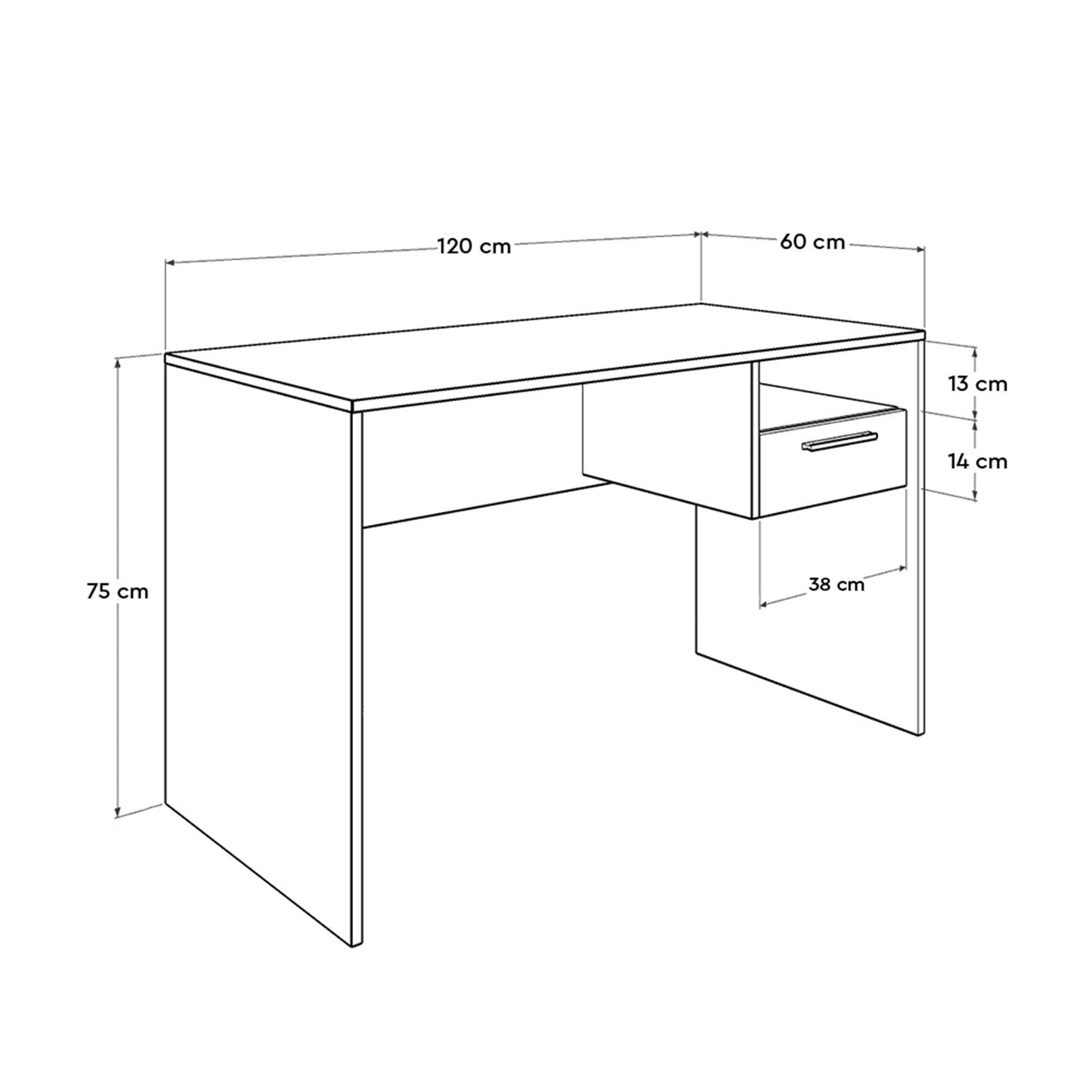 Secretária de Estudo Sonomo Branca 120cm com Gaveta e Fixação de Parede - Melamina 16mm