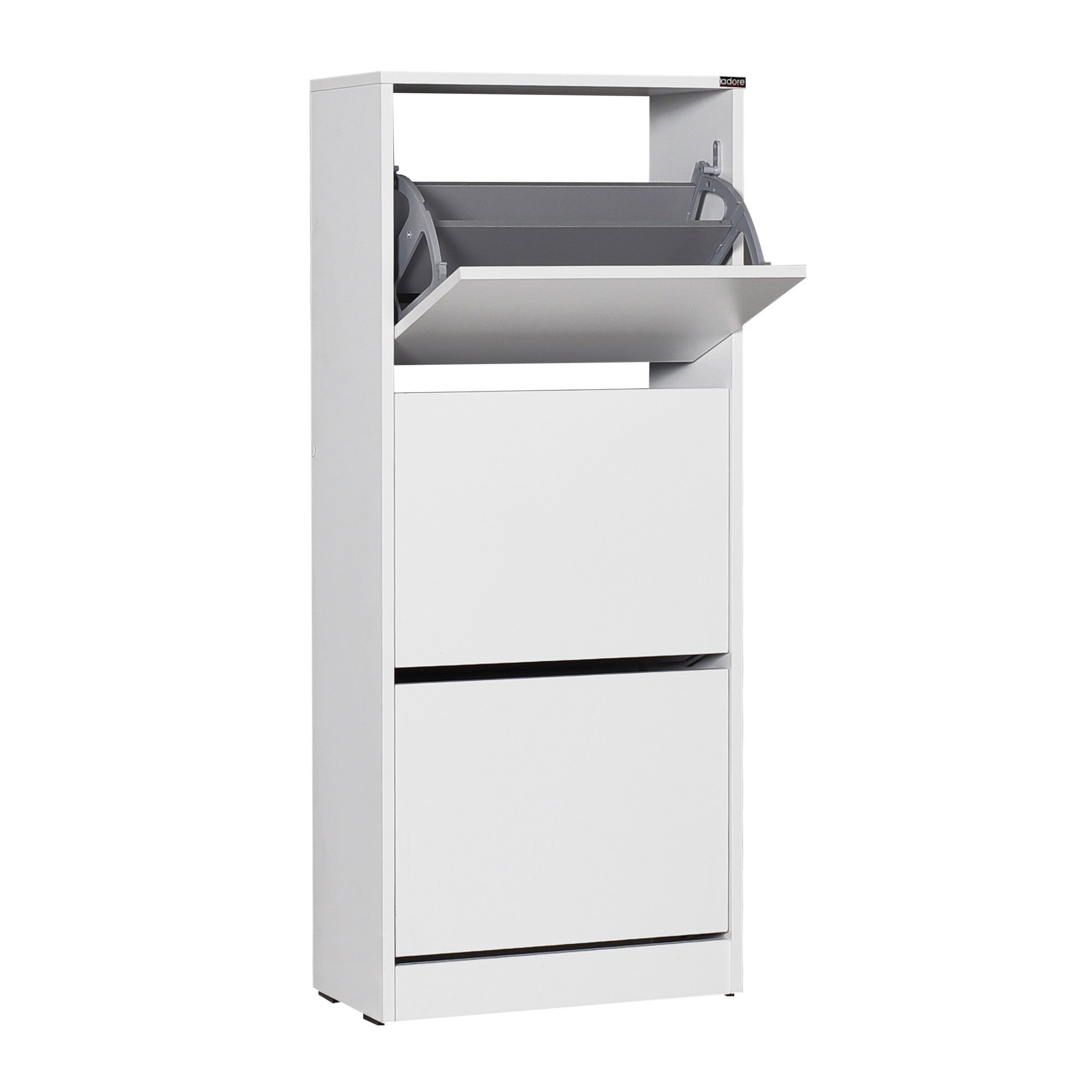 Sapateira Branca com 3 Gavetas e Prateleiras - Fixação na Parede - 119cm Altura