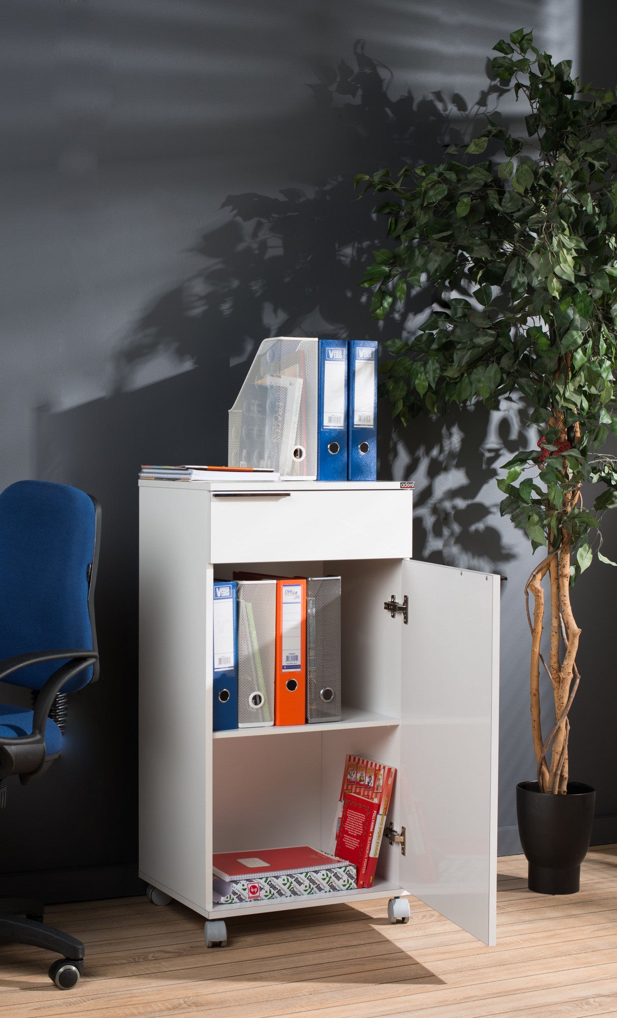 Armário multiuso – 50cm largura, 100cm altura, 40cm profundidade – Branco – Painel de partículas revestido a melamina