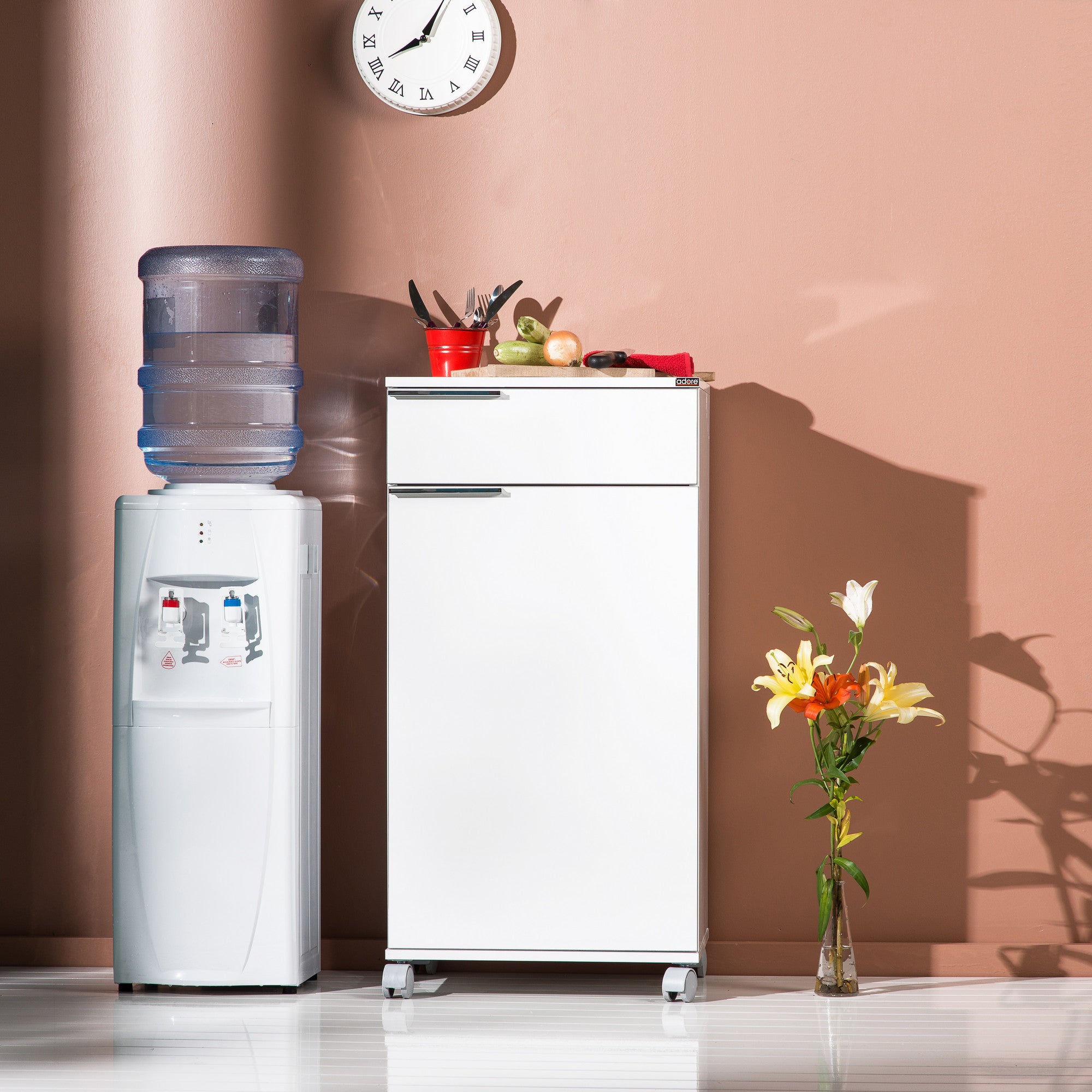 Armário multiuso – 50cm largura, 100cm altura, 40cm profundidade – Branco – Painel de partículas revestido a melamina