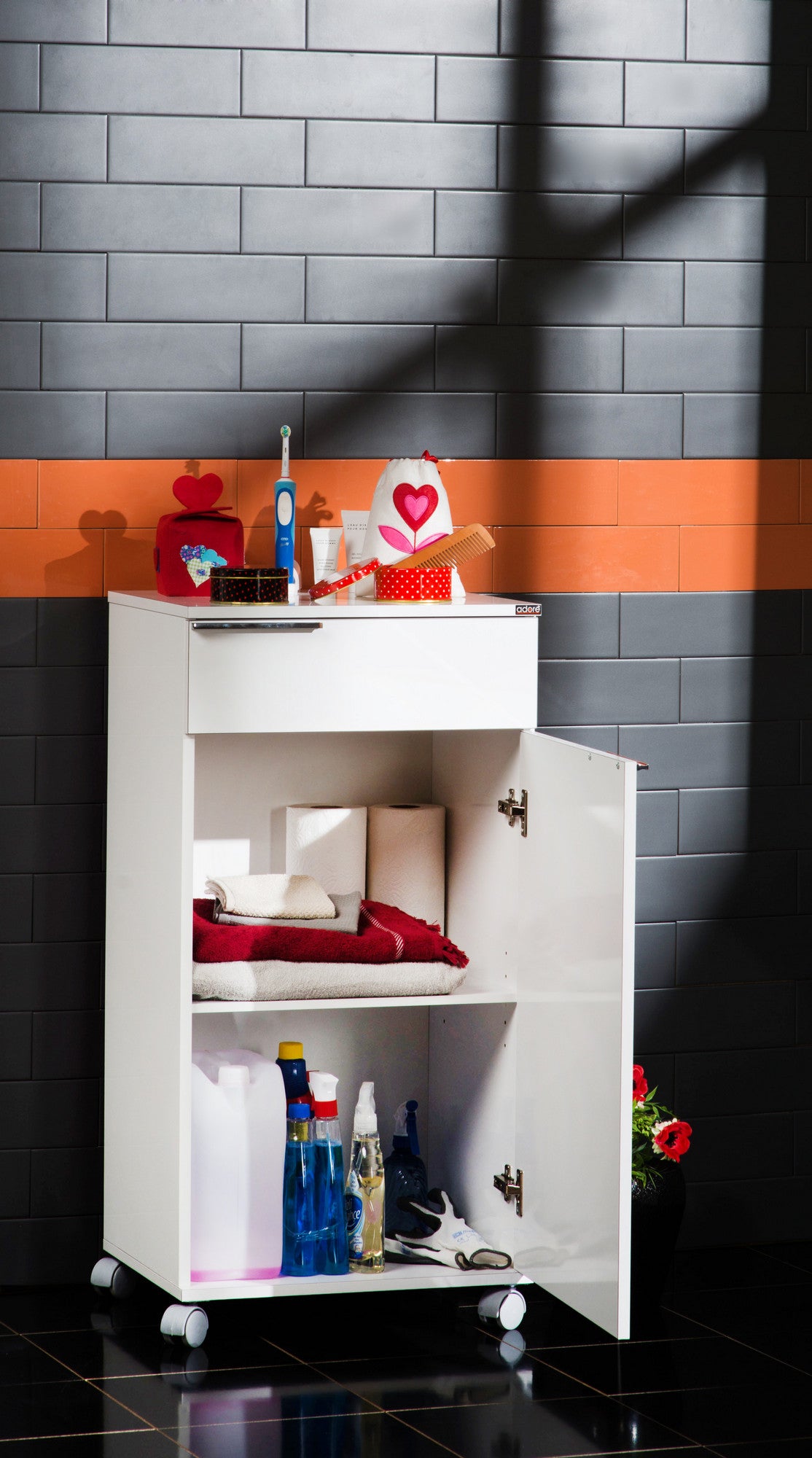 Armário multiuso – 50cm largura, 100cm altura, 40cm profundidade – Branco – Painel de partículas revestido a melamina