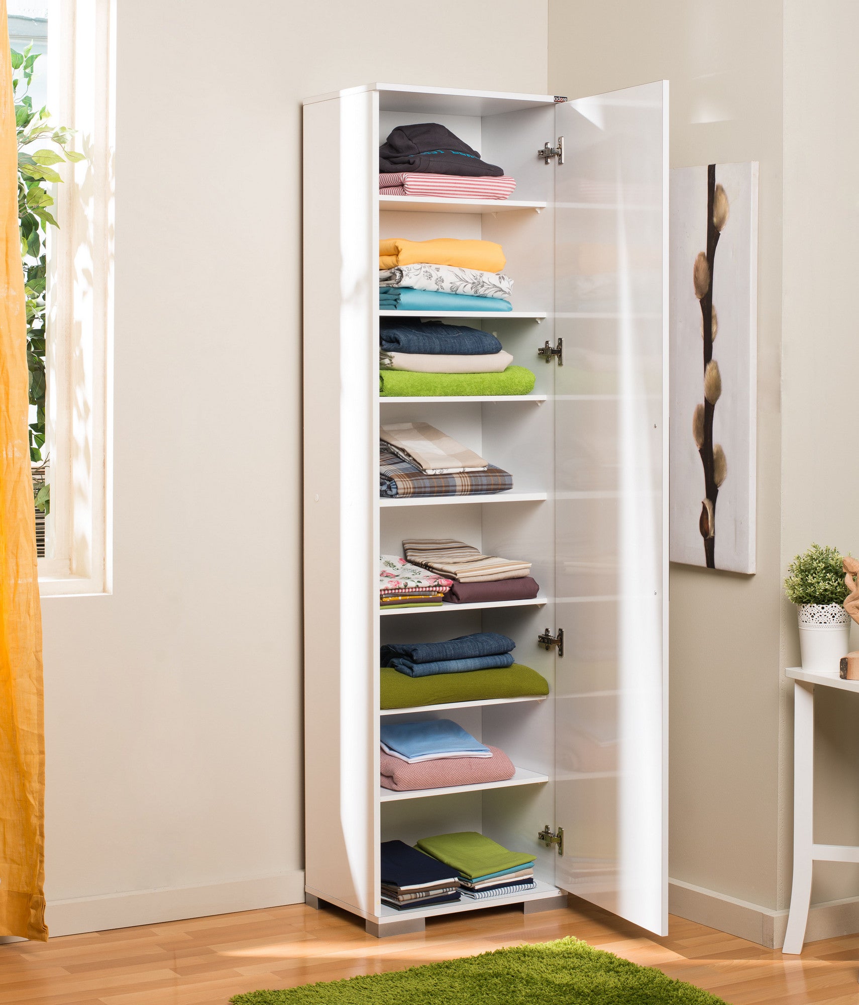 Armário Multiusos Branco 187cm - Prateleiras Ajustáveis e Fixação na Parede