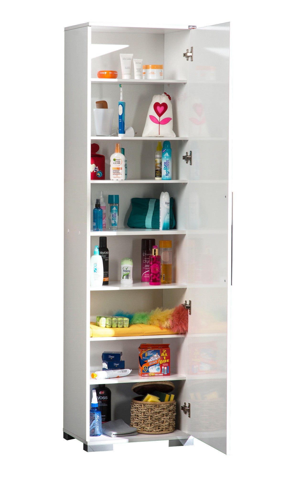 Armário Multiusos Branco 187cm - Prateleiras Ajustáveis e Fixação na Parede