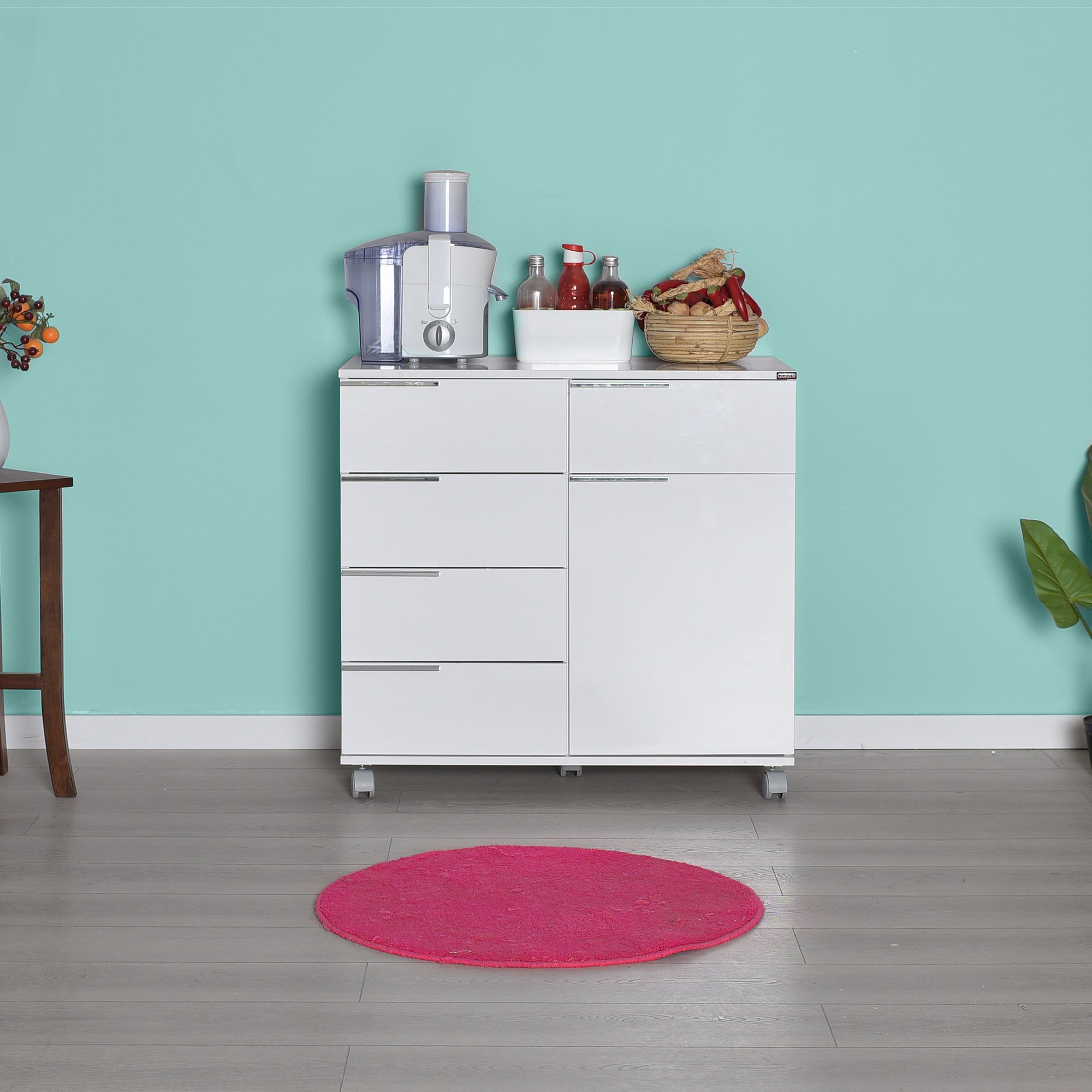 Armário multiusos – 85 cm x 81 cm x 44 cm – Branco – Painel de partículas