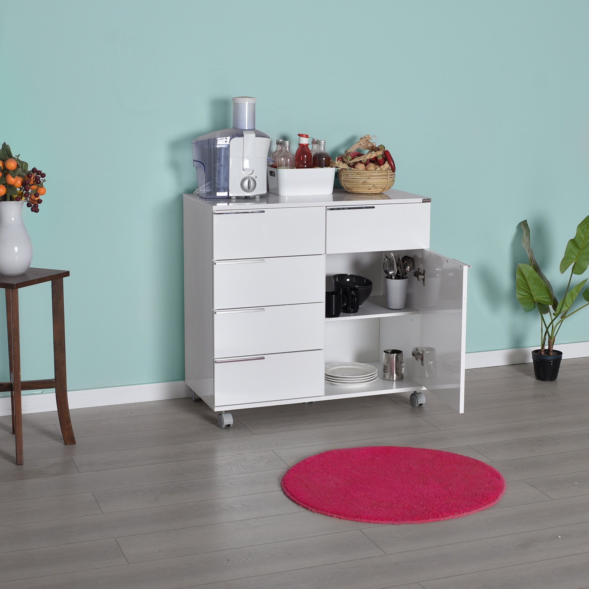 Armário multiusos – 85 cm x 81 cm x 44 cm – Branco – Painel de partículas