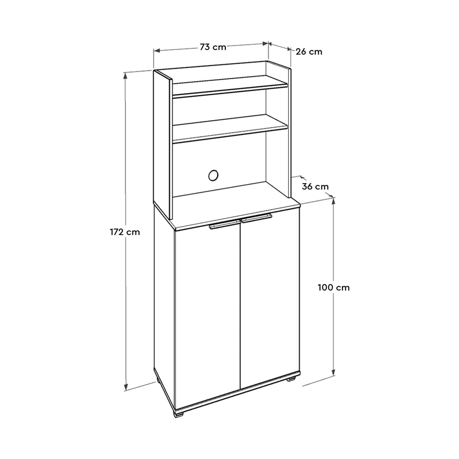 Armário multiusos – 73 cm x 172 cm x 36 cm – Branco – Painel de partículas revestido a melamina