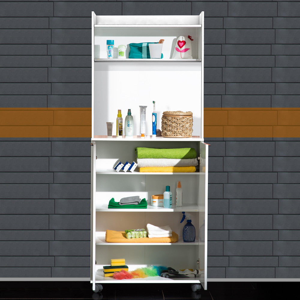 Armário multiusos – 73 cm x 172 cm x 36 cm – Branco – Painel de partículas revestido a melamina