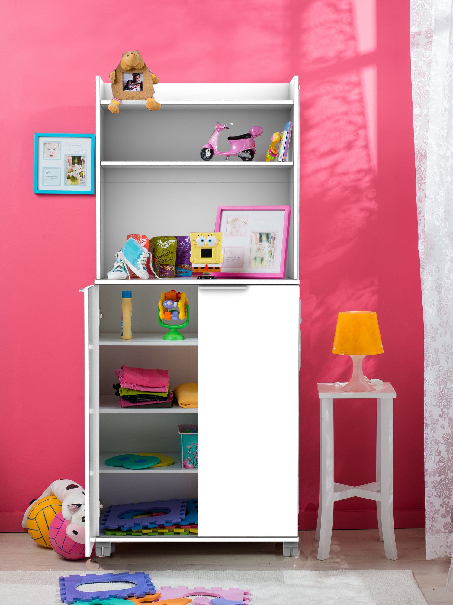 Armário multiusos – 73 cm x 172 cm x 36 cm – Branco – Painel de partículas revestido a melamina