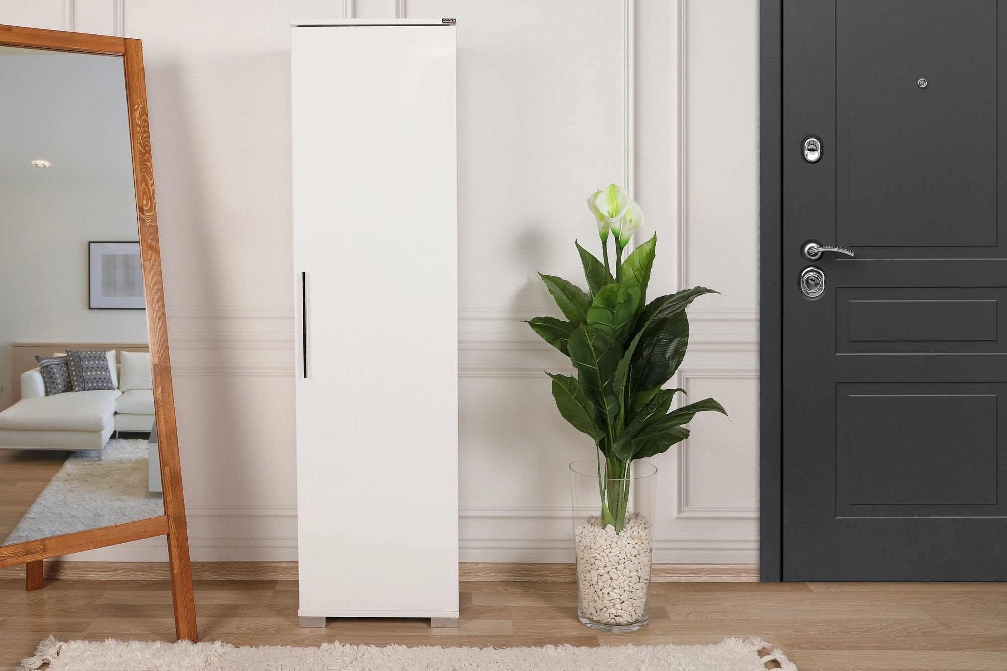 Armário multifunções – 45 cm x 169 cm x 32 cm – Branco – Painel de partículas revestido a melamina