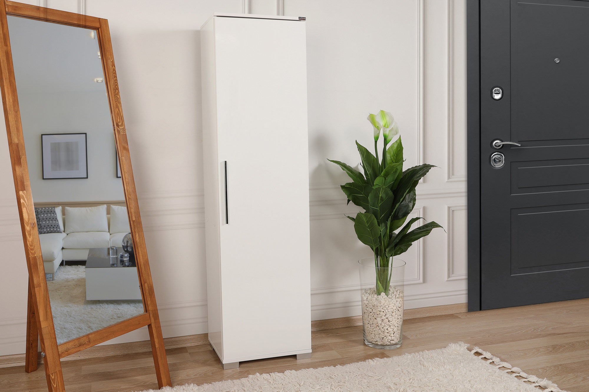 Armário multifunções – 45 cm x 169 cm x 32 cm – Branco – Painel de partículas revestido a melamina