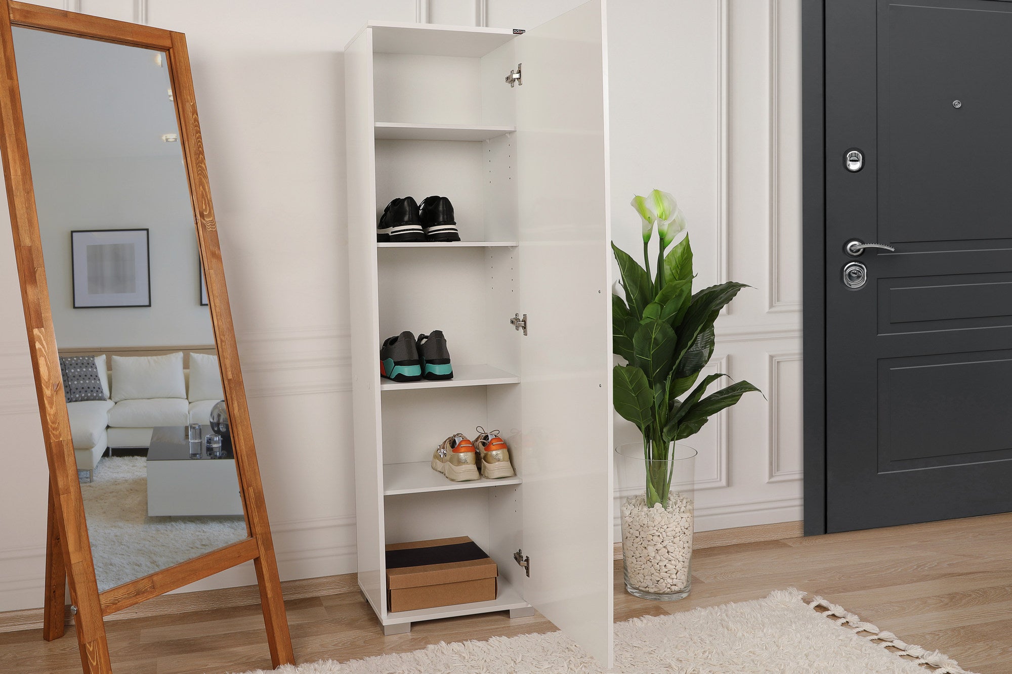 Armário multifunções – 45 cm x 169 cm x 32 cm – Branco – Painel de partículas revestido a melamina