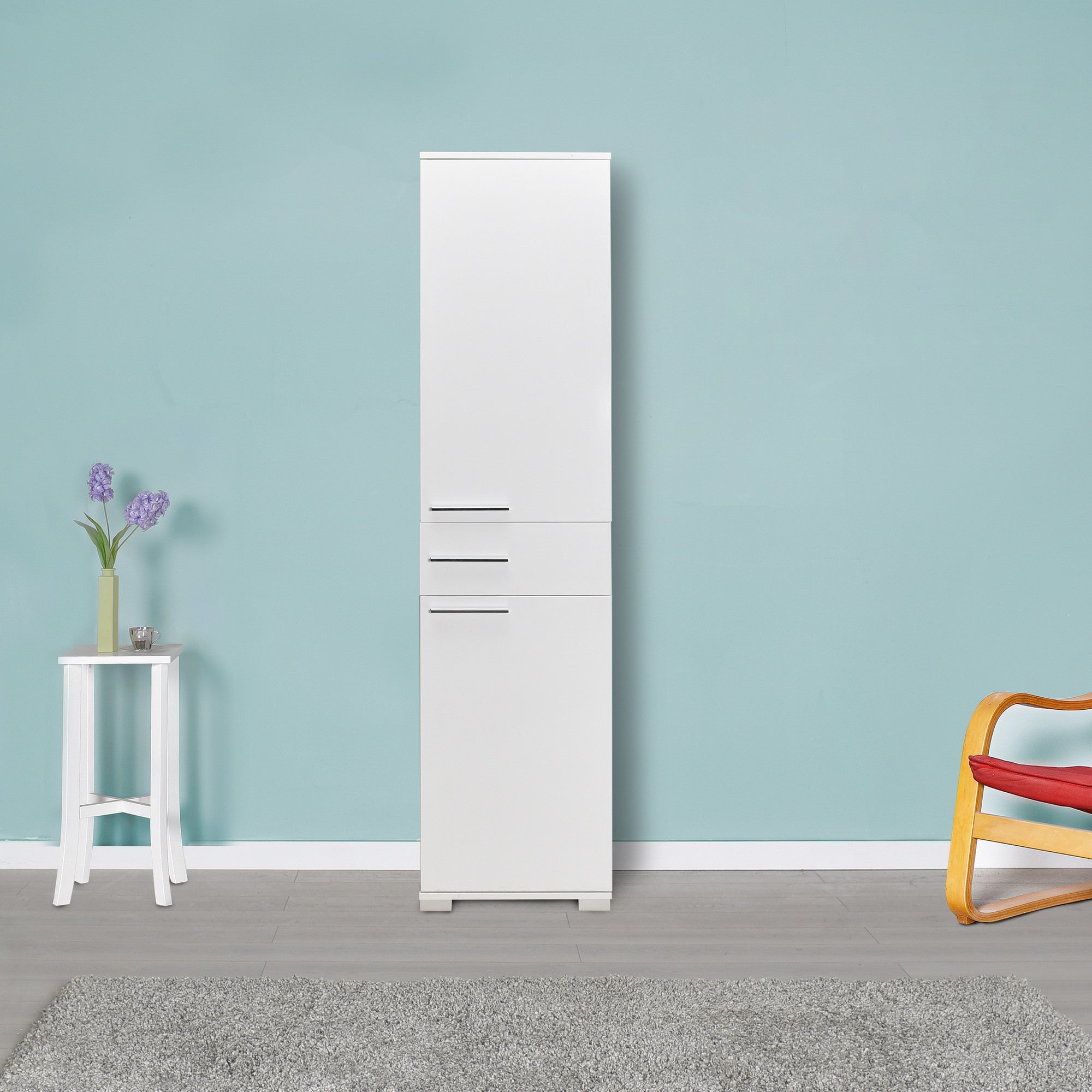 Armário multiusos – 45cm x 187cm x 40cm – Branco – Painéis de partículas