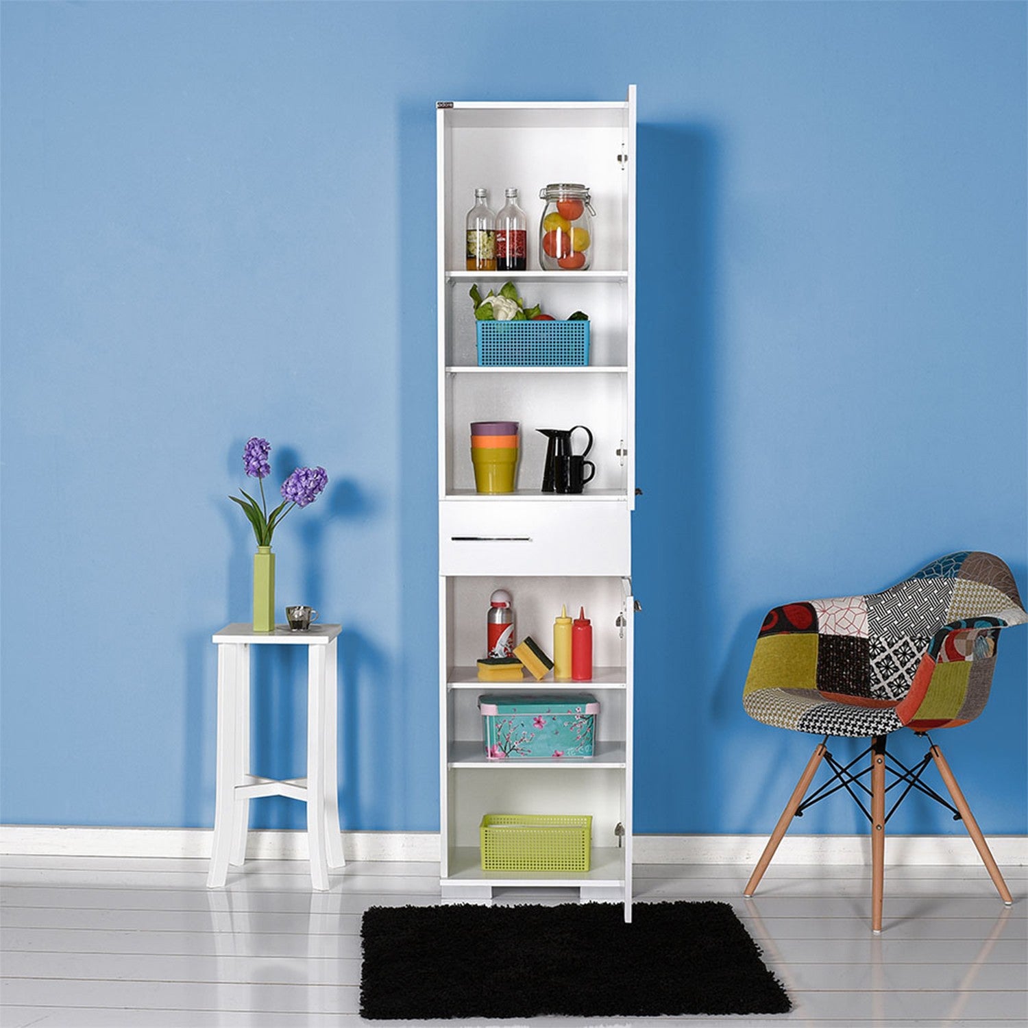 Armário multiusos – 45cm x 187cm x 40cm – Branco – Painéis de partículas