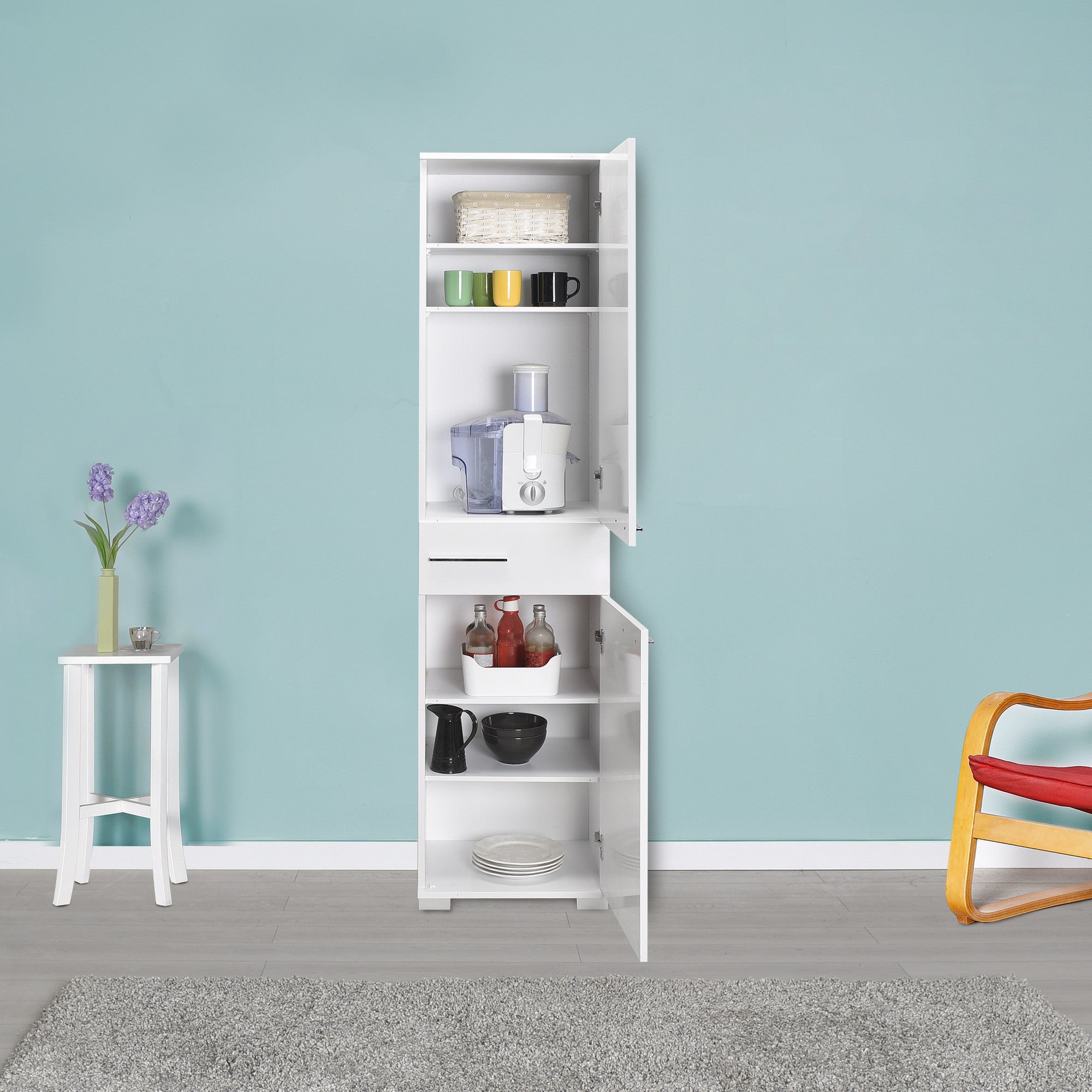 Armário multiusos – 45cm x 187cm x 40cm – Branco – Painéis de partículas