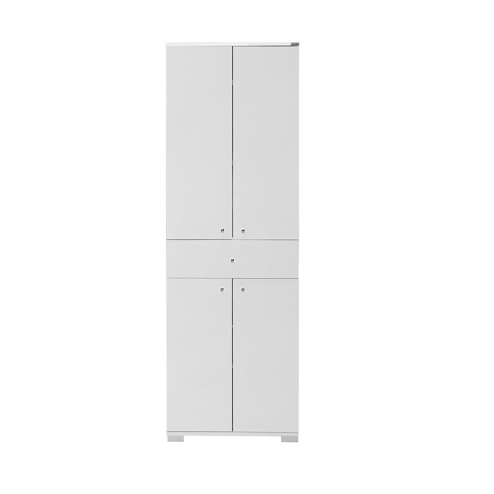 Armário Multiusos Branco 187cm - 1 Gaveta e Múltiplas Prateleiras - Fixação na Parede