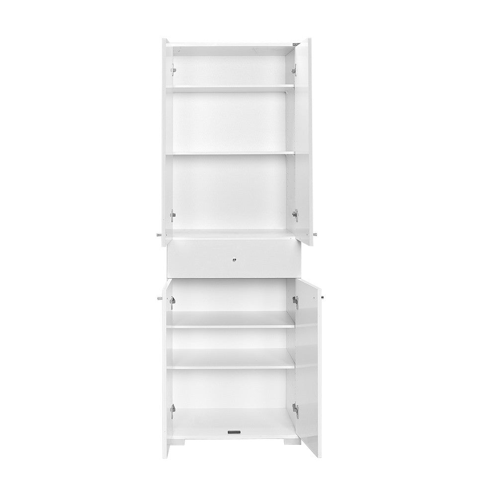 Armário Multiusos Branco 187cm - 1 Gaveta e Múltiplas Prateleiras - Fixação na Parede