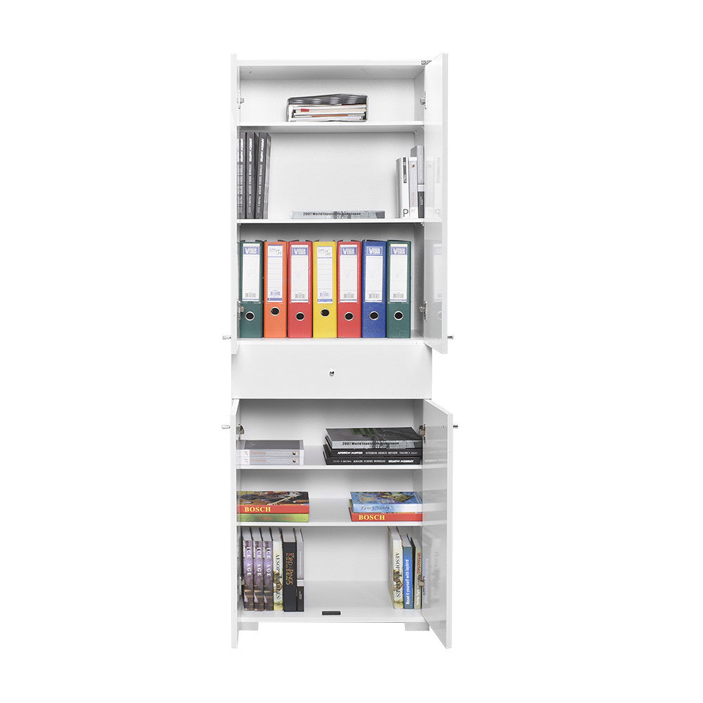 Armário Multiusos Branco 187cm - 1 Gaveta e Múltiplas Prateleiras - Fixação na Parede