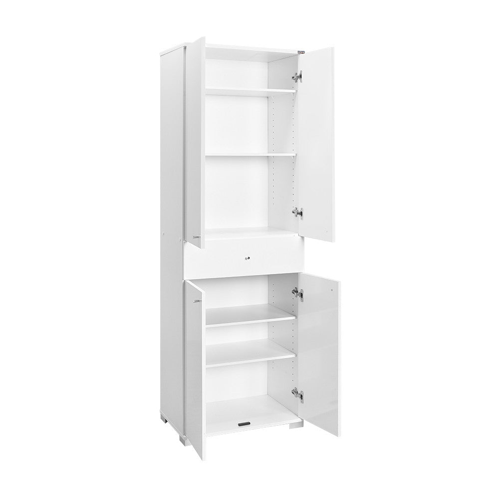 Armário Multiusos Branco 187cm - 1 Gaveta e Múltiplas Prateleiras - Fixação na Parede