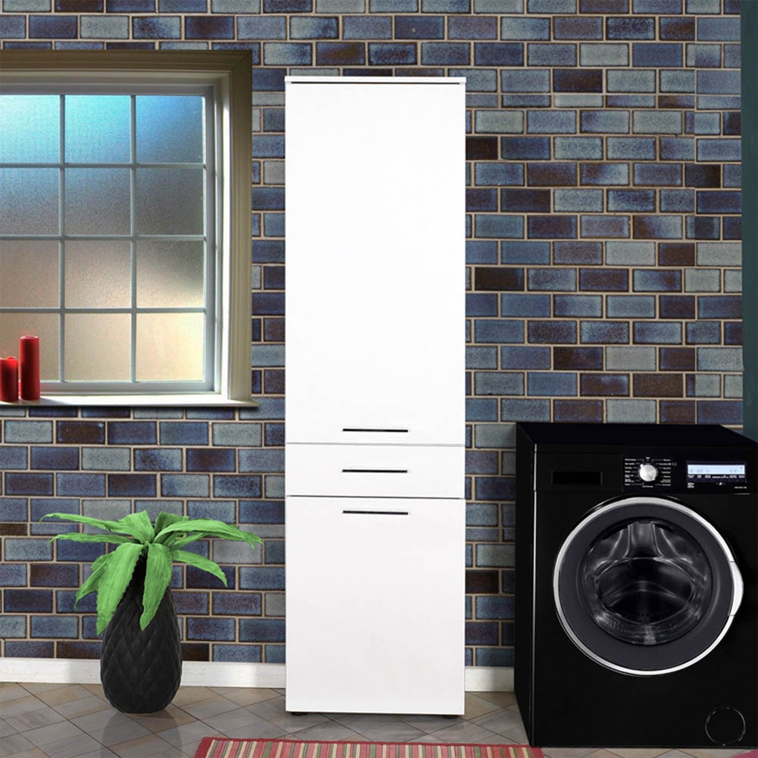 Armário multiusos – 52cm x 187cm x 38cm – Branco – Painéis de partículas revestidos a melamina