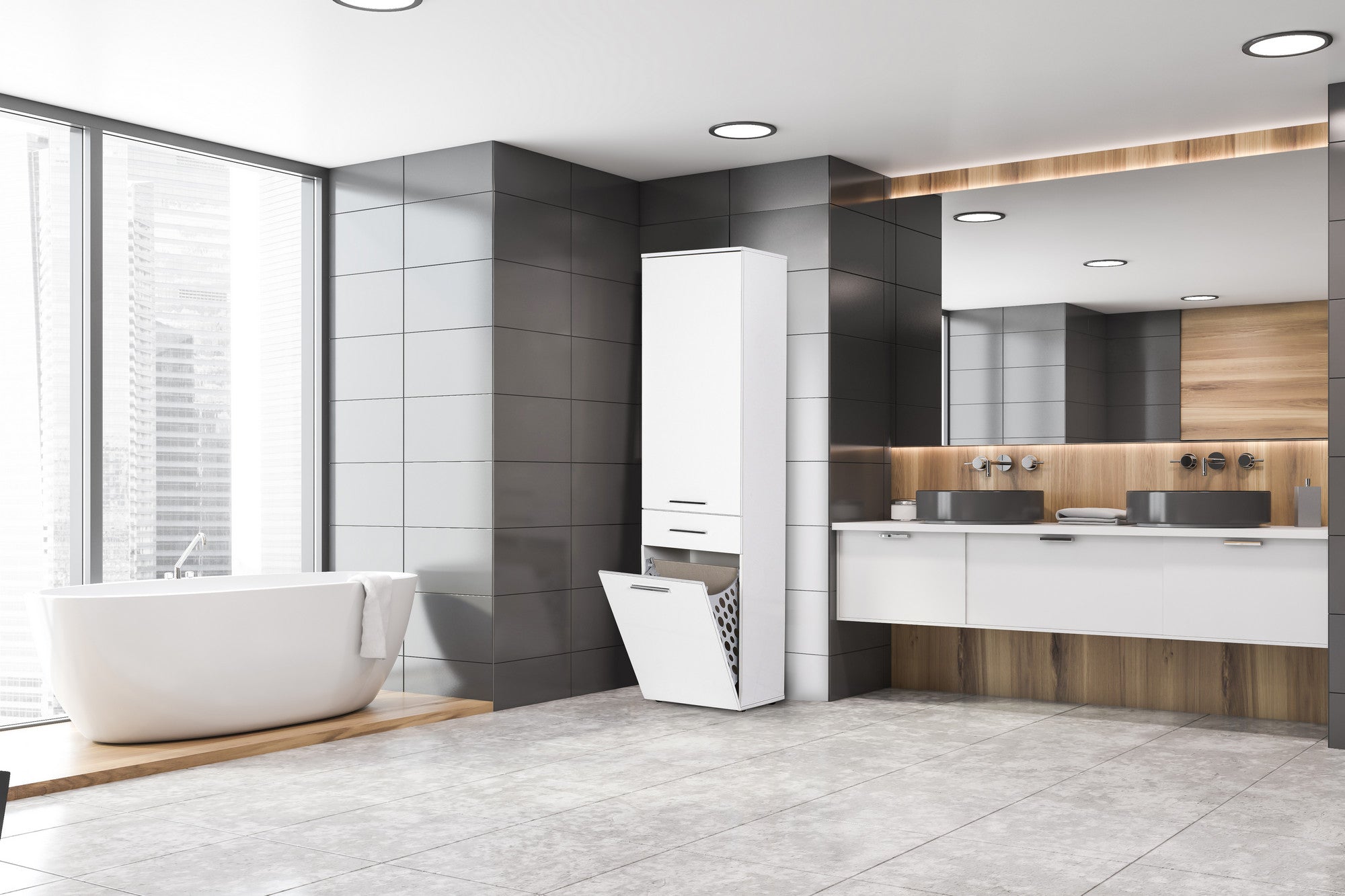 Armário multiusos – 52cm x 187cm x 38cm – Branco – Painéis de partículas revestidos a melamina