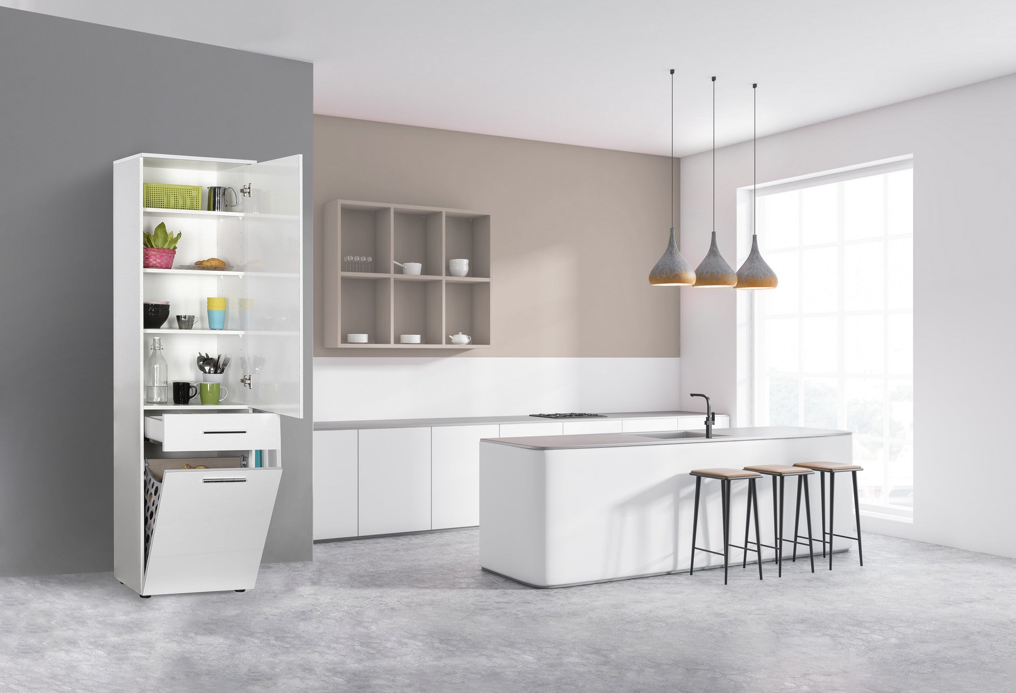 Armário multiusos – 52cm x 187cm x 38cm – Branco – Painéis de partículas revestidos a melamina