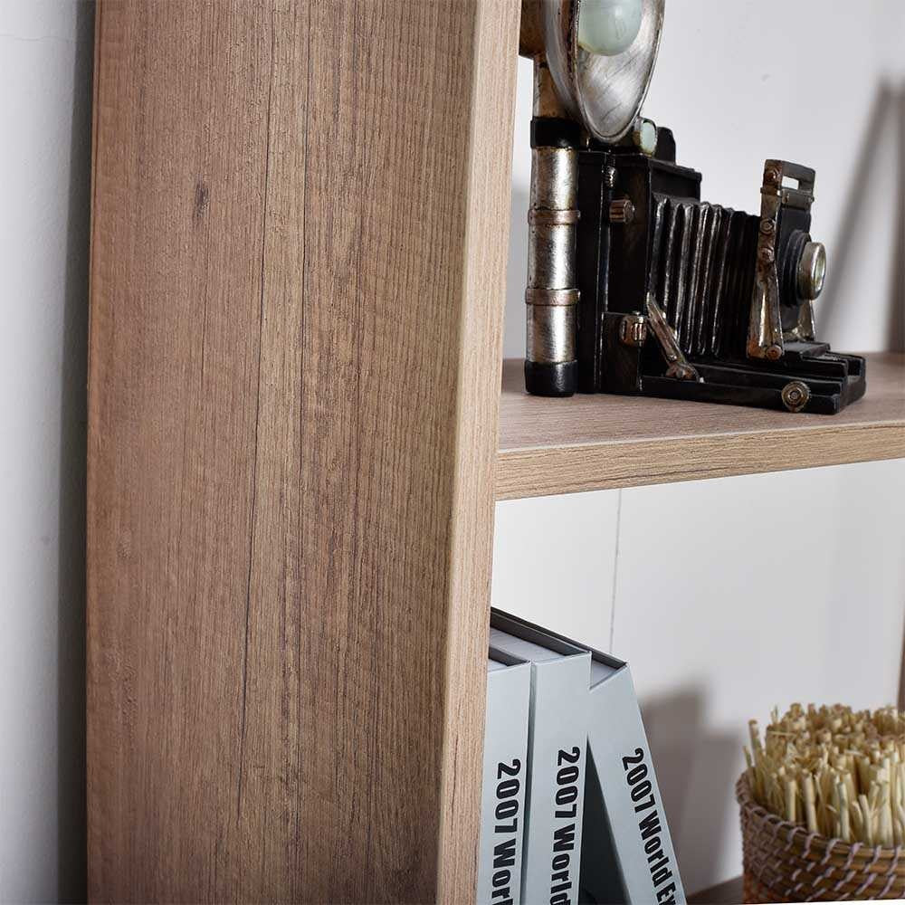 Estante de Livros em Nogueira Clara - 170cm de Altura com Múltiplas Prateleiras e Fixação à Parede