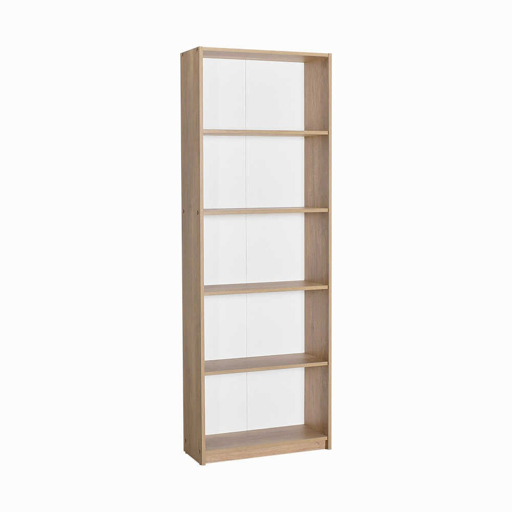 Estante de Livros em Nogueira Clara - 170cm de Altura com Múltiplas Prateleiras e Fixação à Parede