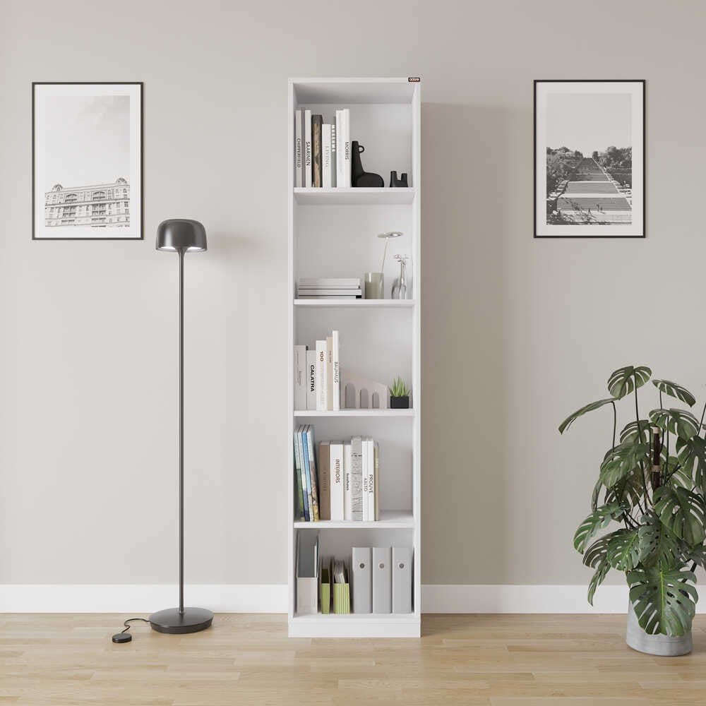 Estante de livros – 43 cm x 182 cm x 26 cm – Branco – Painel de partículas revestido a melamina