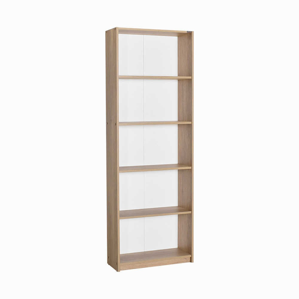 Estante de Livros em Nogueira Clara - 182cm de Altura com Múltiplas Prateleiras e Fixação na Parede