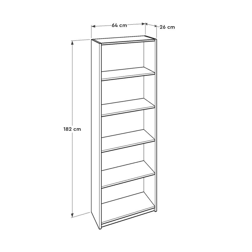 Estante de Livros em Nogueira Clara - 182cm de Altura com Múltiplas Prateleiras e Fixação na Parede