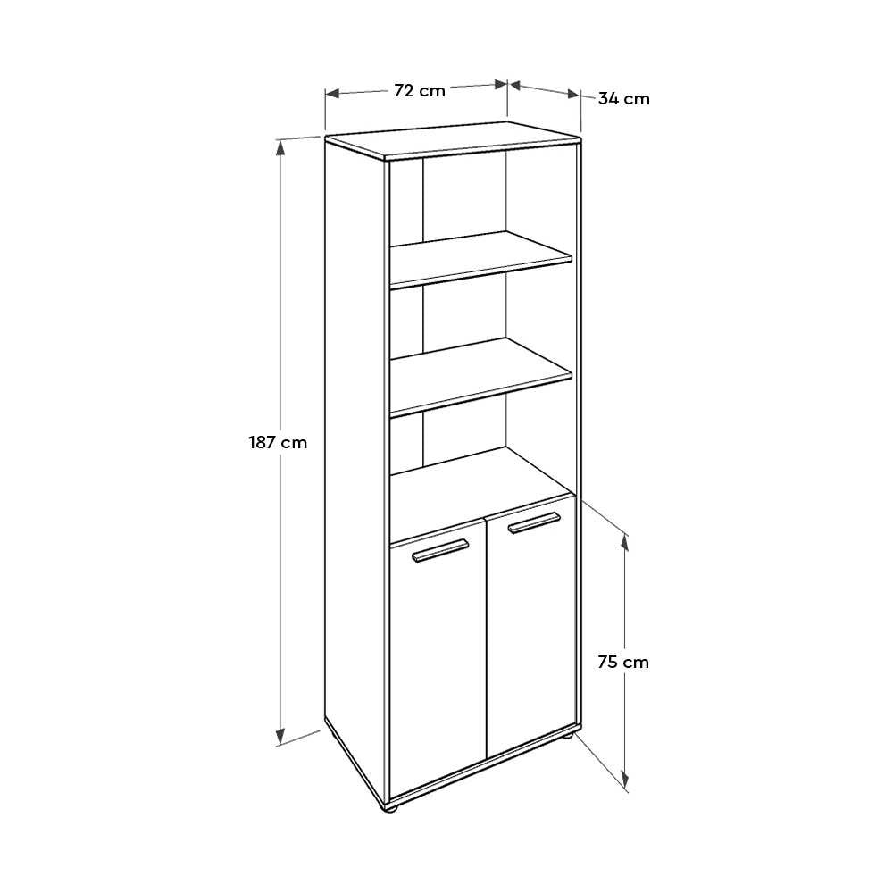 Estante de livros – 72 cm x 187 cm x 34 cm – Nogueira clara – Painéis de partículas revestidos a melamina