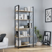 Estante de Livros em Carvalho com Múltiplas Prateleiras - 172cm de Altura, Fixação na Parede Incluída