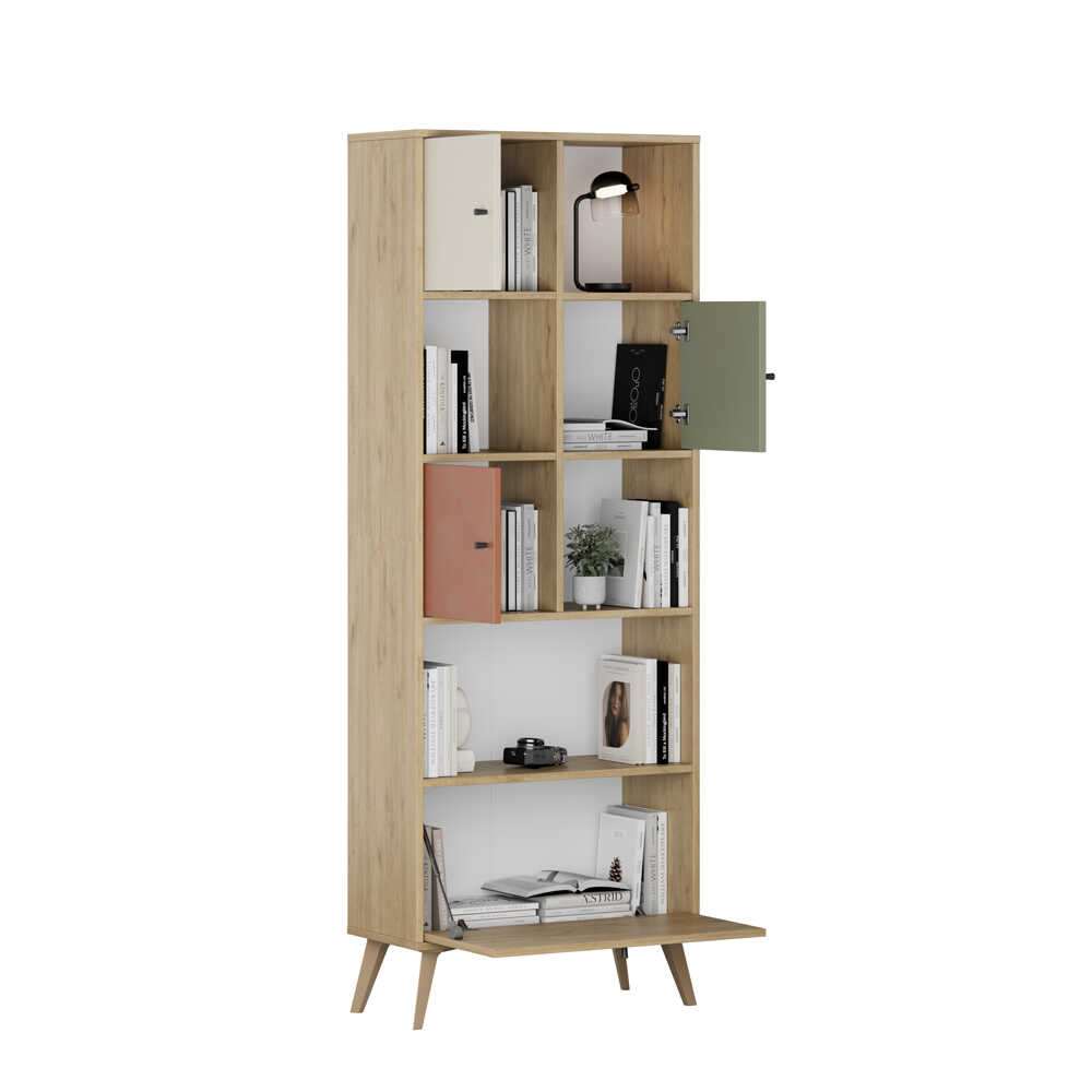 Estante de livros – 67 cm x 181 cm x 30 cm – Multicolorido – MDF revestido de melamina