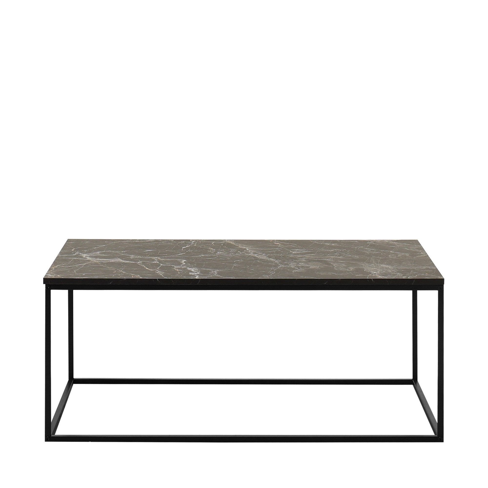 Mesa de Centro Preta em Mármore com Estrutura Metálica - 100x60cm, Design Moderno e Elegante