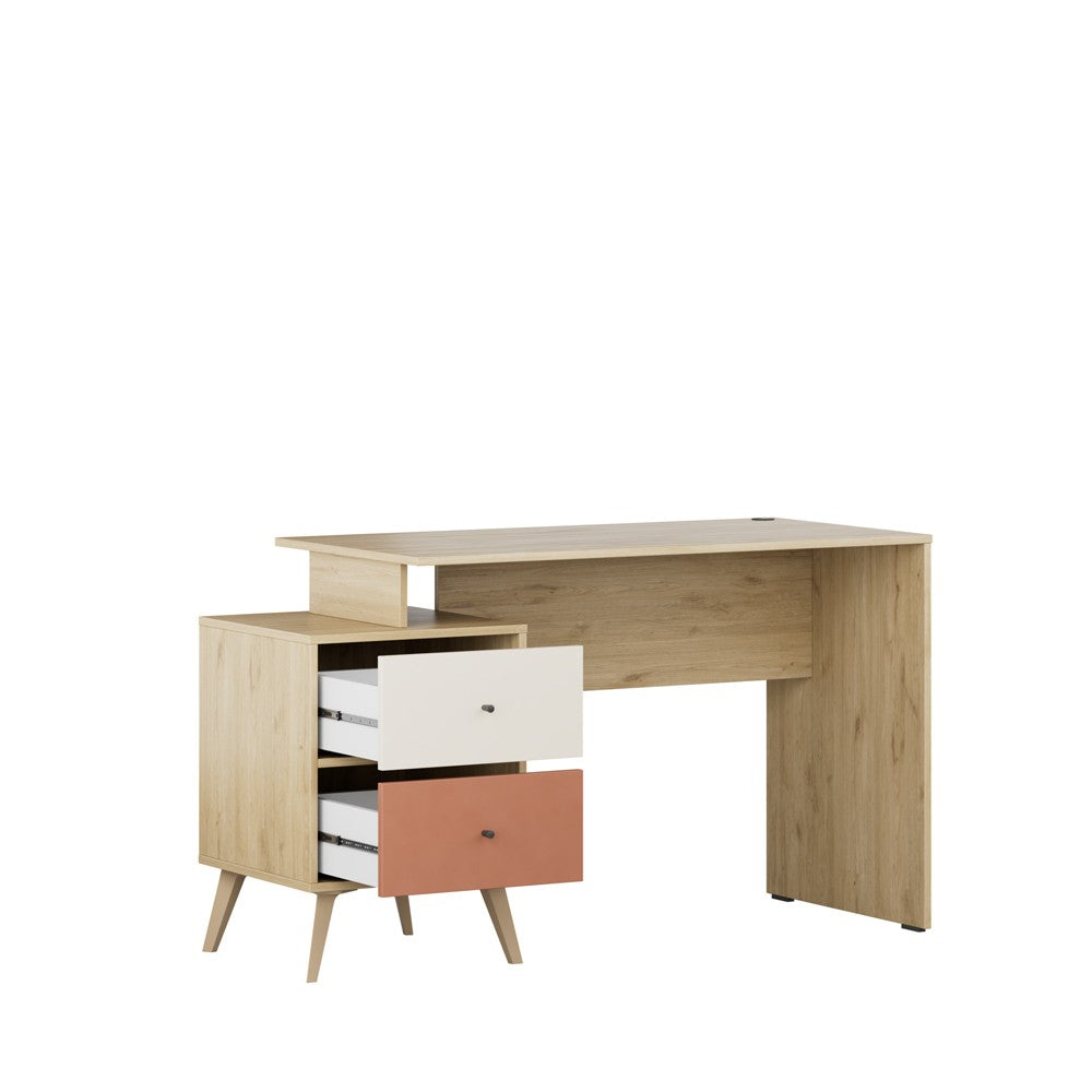 Secretária de Estudo – 110 cm x 75 cm x 44 cm – Multicolorido – Painéis de partículas revestidos a melamina