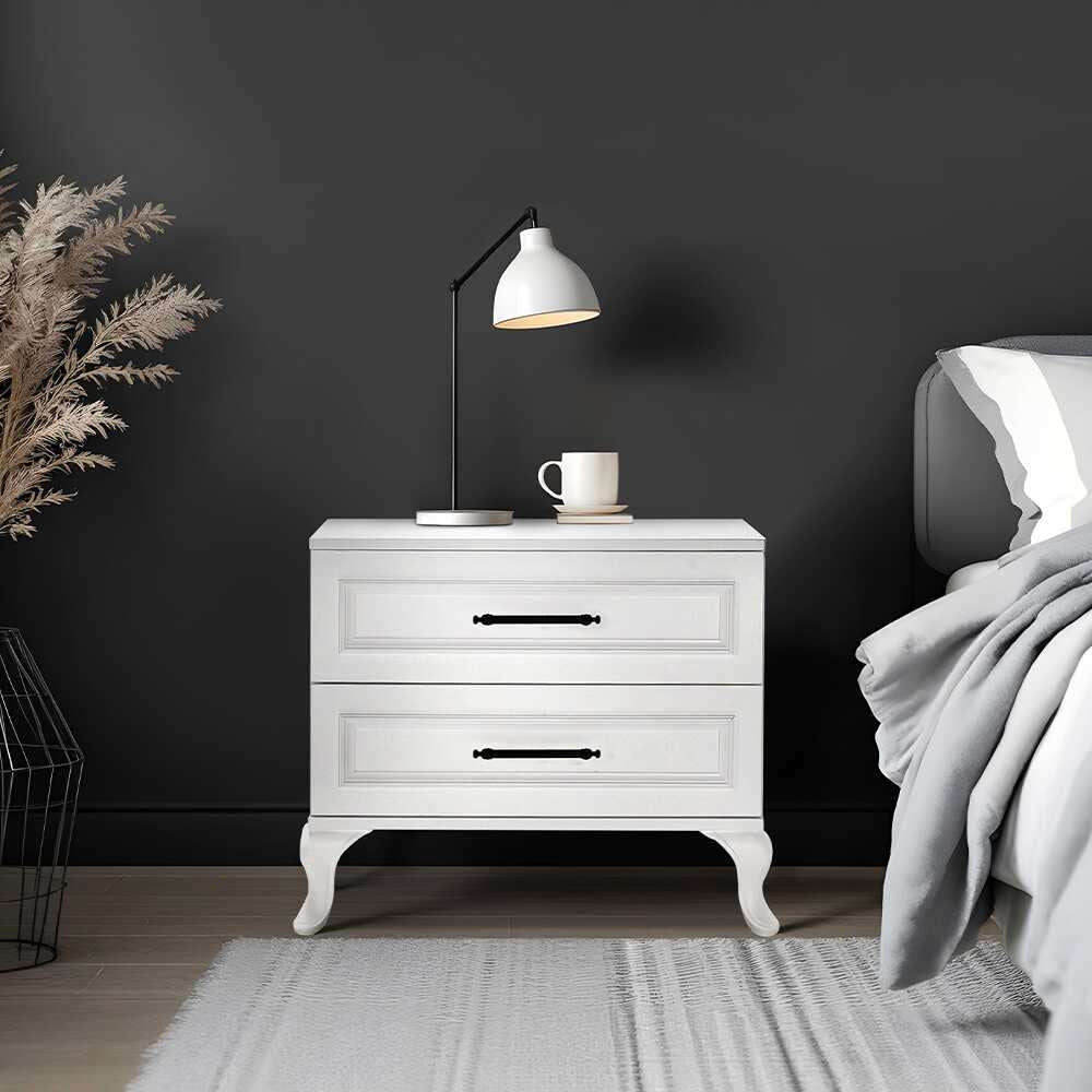 Mesa de Cabeceira Branca Compacta 51cm - Revestimento Melamina Resistente e Durável