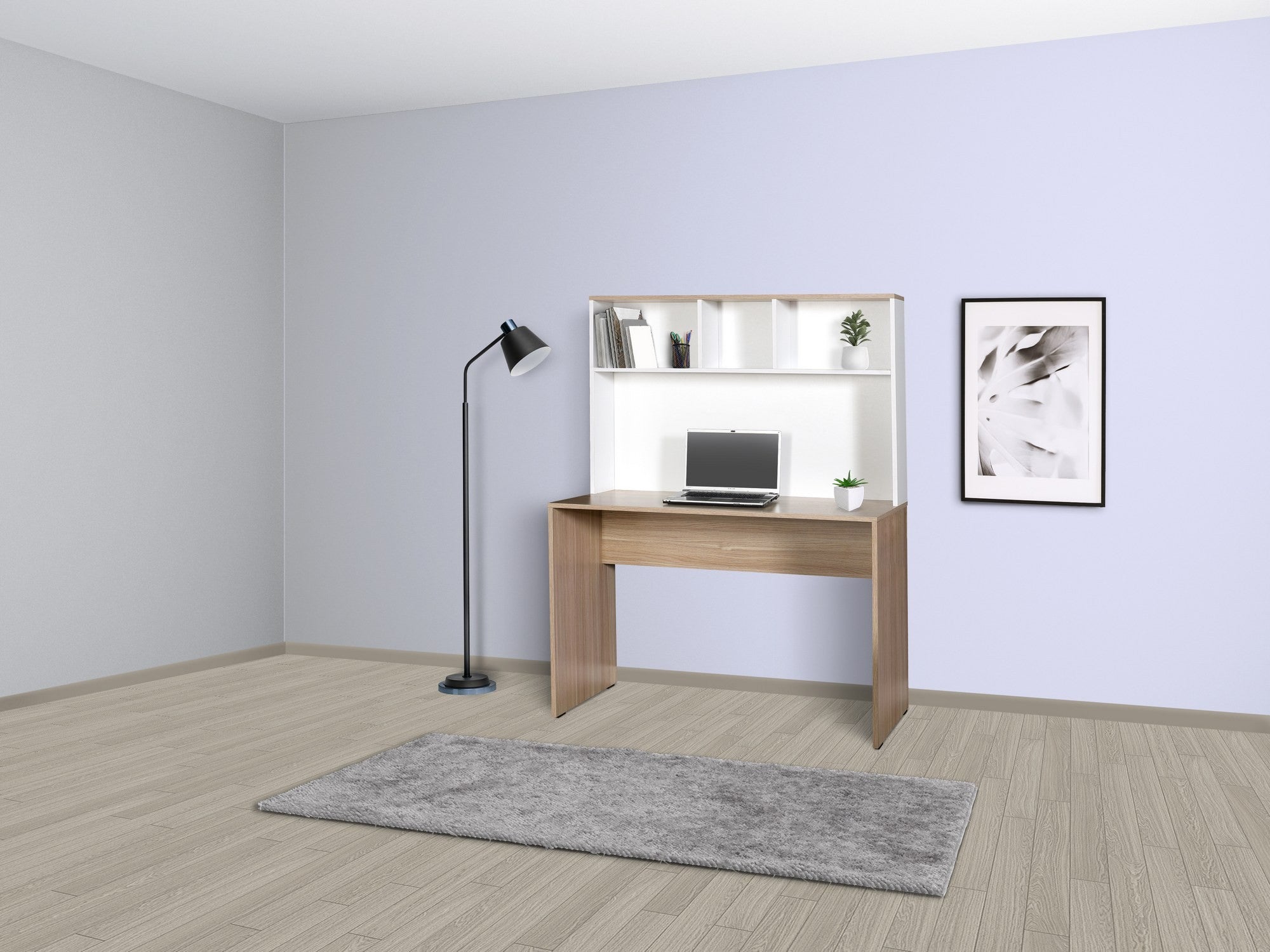 Secretária de Estudo – 110x149x52 cm – Carvalho e Branco – Painéis de partículas revestidos a melamina