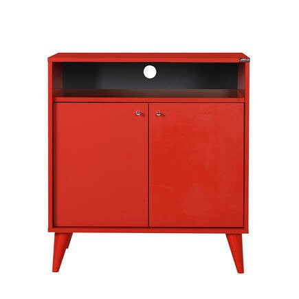 Armário multiuso – 73 cm x 79 cm x 42 cm – Vermelho – Painel de partículas revestido a melamina