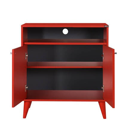 Armário multiuso – 73 cm x 79 cm x 42 cm – Vermelho – Painel de partículas revestido a melamina