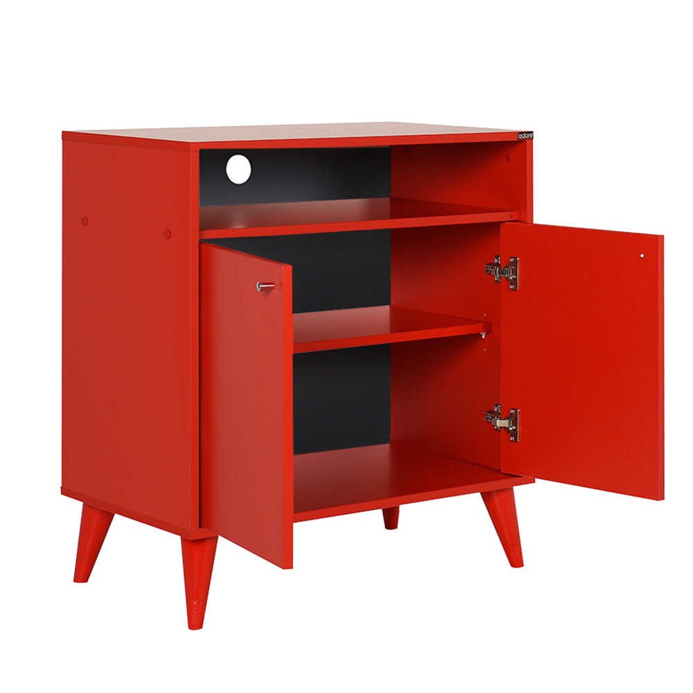 Armário multiuso – 73 cm x 79 cm x 42 cm – Vermelho – Painel de partículas revestido a melamina