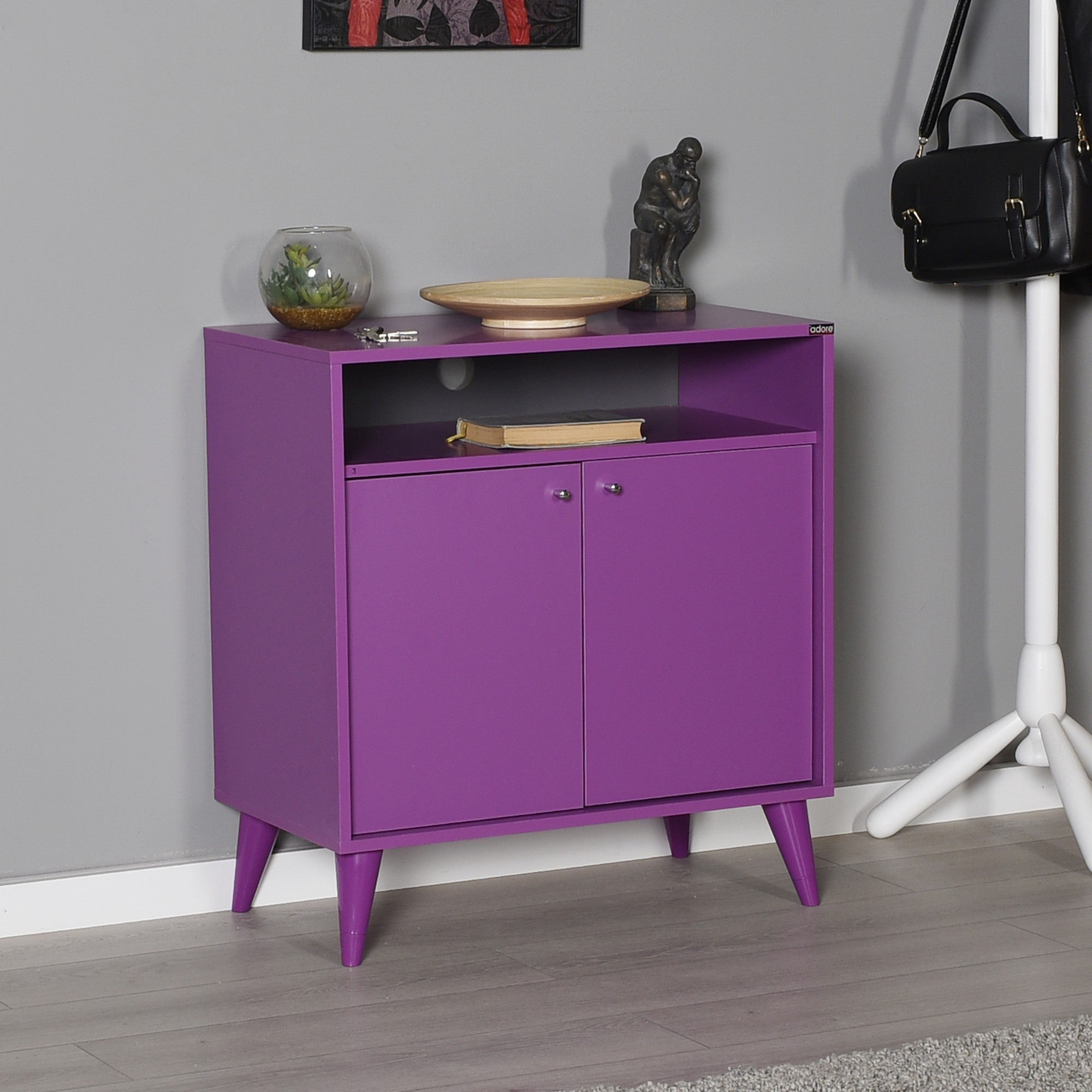 Armário multifunções – 73 cm x 79 cm x 42 cm – Roxo – Painel de partículas revestido a melamina