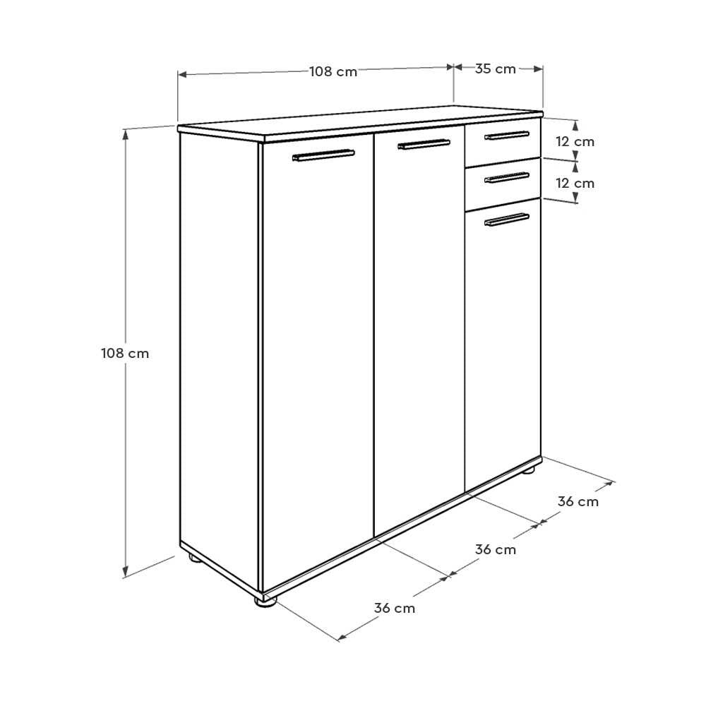 Sapateira Elegante Nogueira Clara 108cm - 2 Gavetas e Múltiplas Prateleiras com Fixação à Parede