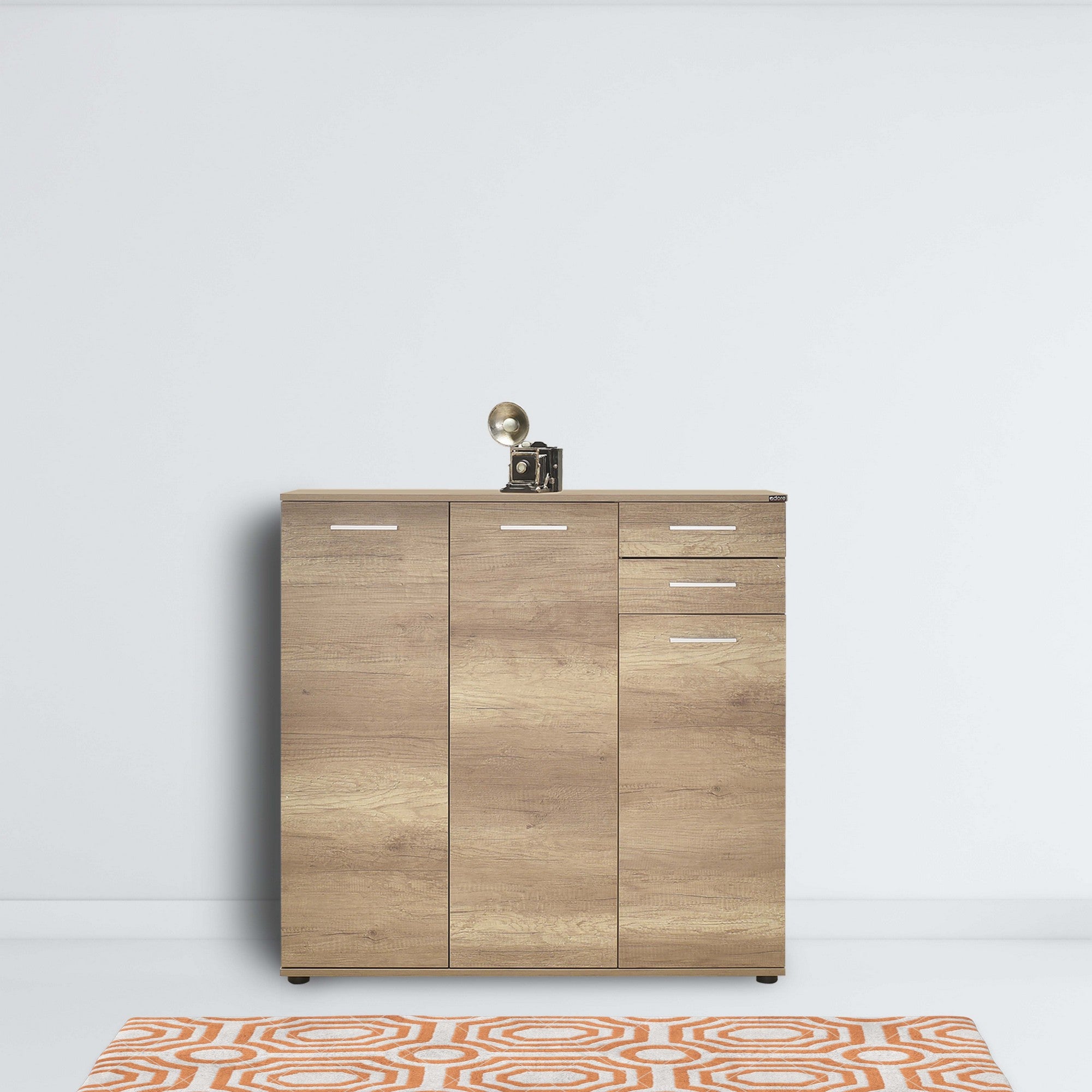 Sapateira Elegante Nogueira Clara 108cm - 2 Gavetas e Múltiplas Prateleiras com Fixação à Parede