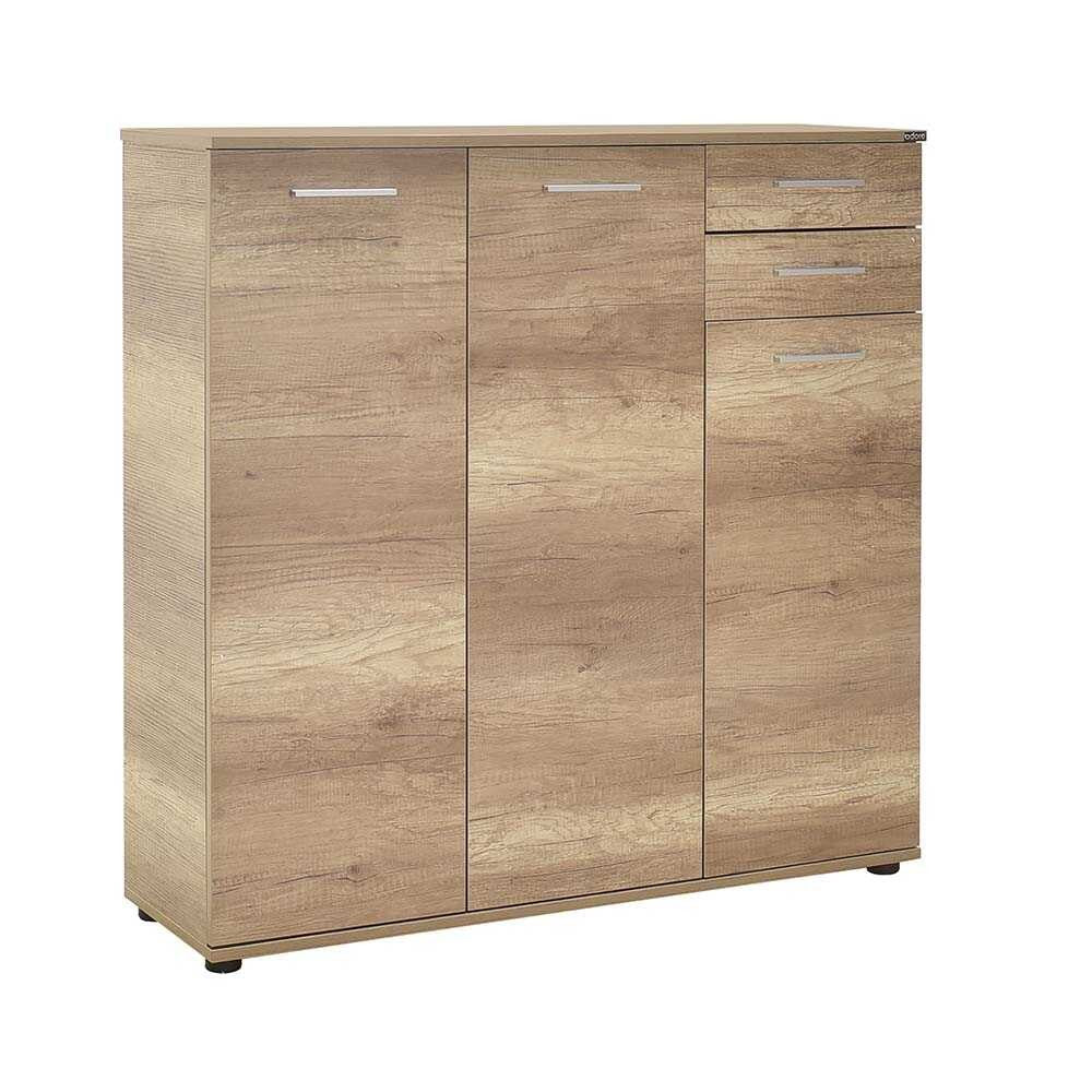 Sapateira Elegante Nogueira Clara 108cm - 2 Gavetas e Múltiplas Prateleiras com Fixação à Parede