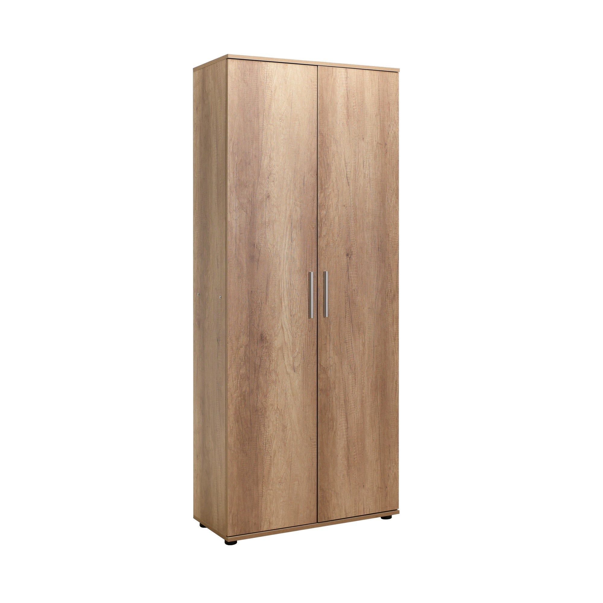 Sapateira Alta em Carvalho Claro com Múltiplas Prateleiras - 187cm de Altura para Fixação na Parede