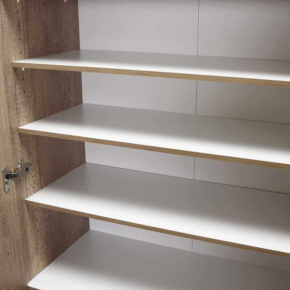 Sapateira Alta em Carvalho Claro com Múltiplas Prateleiras - 187cm de Altura para Fixação na Parede